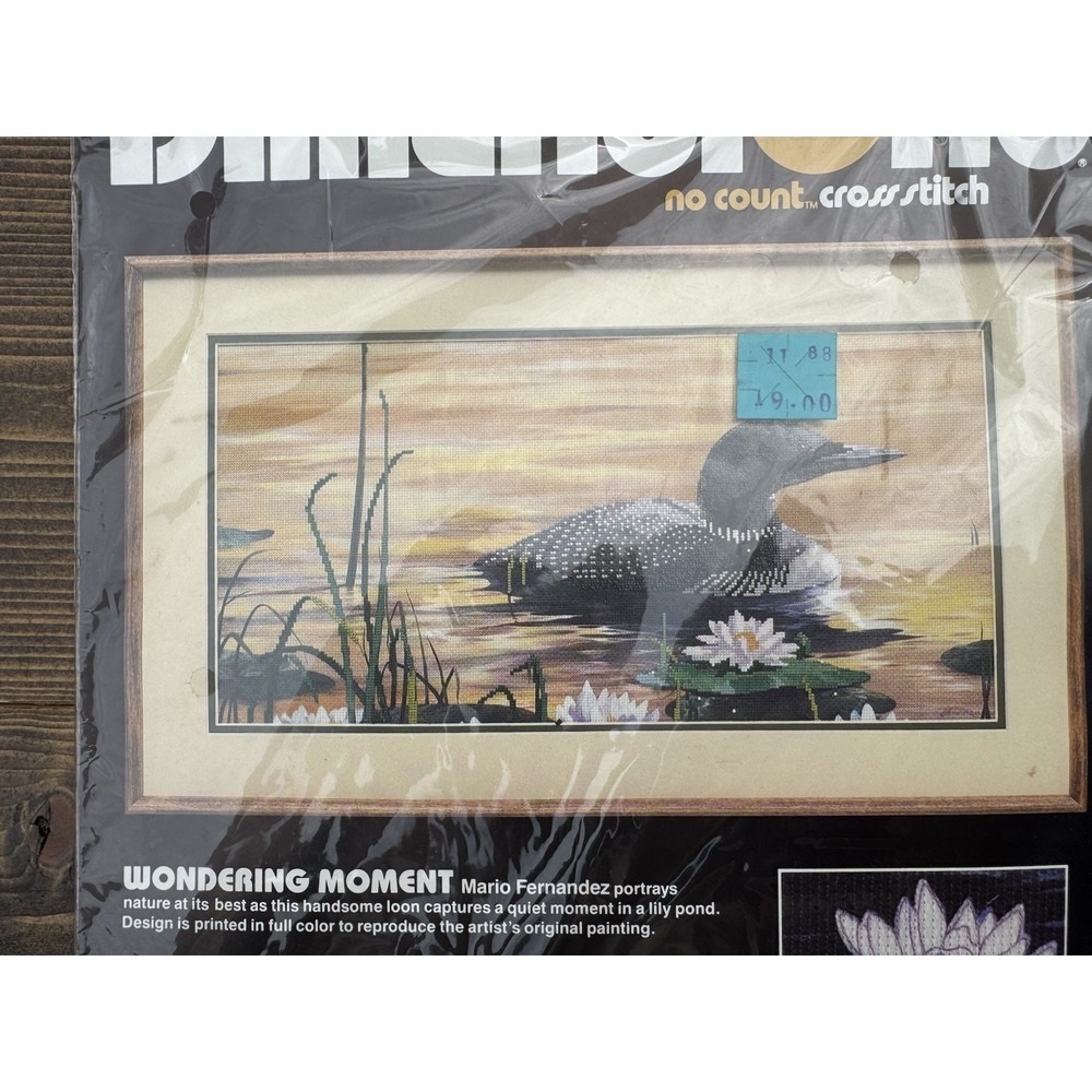 Vintage 1988 Dimensions Common Loon Cross Stitch Kit Wondering Moment Sealed